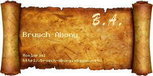 Brusch Abony névjegykártya